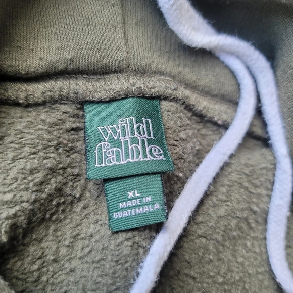 Wild Fable Women's Raw Cropped Hoodie Sweatshirt Top Olive Cotton Sz XL - Picture 4 of 8